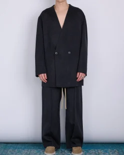 Sale Fear of God Relaxed Lapelless Double Cashmere Blazer Melange Black