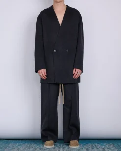 Fashion Fear of God Single Pleat Wide Double Cashmere Pant Melange Black