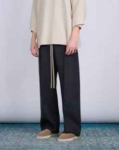 Fashion Fear of God Single Pleat Wide Double Cashmere Pant Melange Black