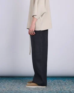 Fashion Fear of God Single Pleat Wide Double Cashmere Pant Melange Black