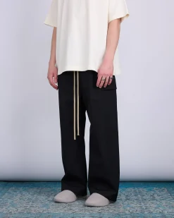 New Fear of God Wide Leg Wool Cotton Cargo Pant Black