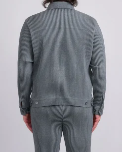 Fashion HOMME PLISSÉ ISSEY MIYAKE Wool Like Light Trucker Jacket Gray