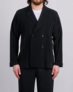 Best HOMME PLISSÉ ISSEY MIYAKE Tailored Pleats Double Breasted Blazer Black