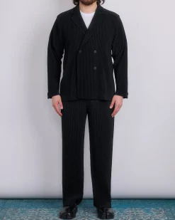 Best HOMME PLISSÉ ISSEY MIYAKE Tailored Pleats Double Breasted Blazer Black