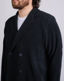 Best HOMME PLISSÉ ISSEY MIYAKE Tailored Pleats Double Breasted Blazer Black