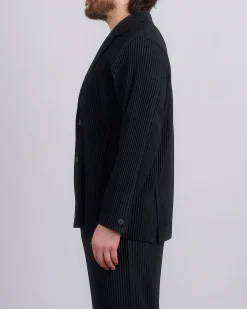 Best HOMME PLISSÉ ISSEY MIYAKE Tailored Pleats Double Breasted Blazer Black