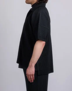 Outlet HOMME PLISSÉ ISSEY MIYAKE Pleats April Short Sleeve Button Shirt Black