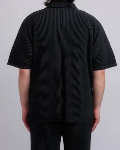 Outlet HOMME PLISSÉ ISSEY MIYAKE Pleats April Short Sleeve Button Shirt Black