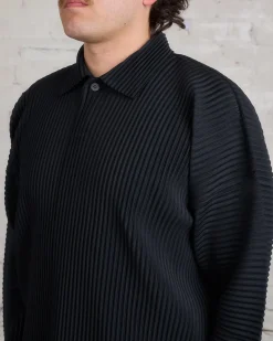 Fashion HOMME PLISSÉ ISSEY MIYAKE Pleats October LS Polo Black