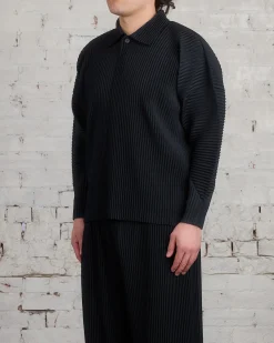 Fashion HOMME PLISSÉ ISSEY MIYAKE Pleats October LS Polo Black