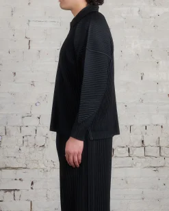 Fashion HOMME PLISSÉ ISSEY MIYAKE Pleats October LS Polo Black