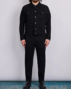 Discount HOMME PLISSÉ ISSEY MIYAKE Wool Like Light Trucker Jacket Black