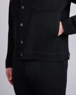 Discount HOMME PLISSÉ ISSEY MIYAKE Wool Like Light Trucker Jacket Black