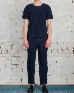 Online HOMME PLISSÉ ISSEY MIYAKE Issey Miyake Homme Plisse Basics Crew T-Shirt Navy