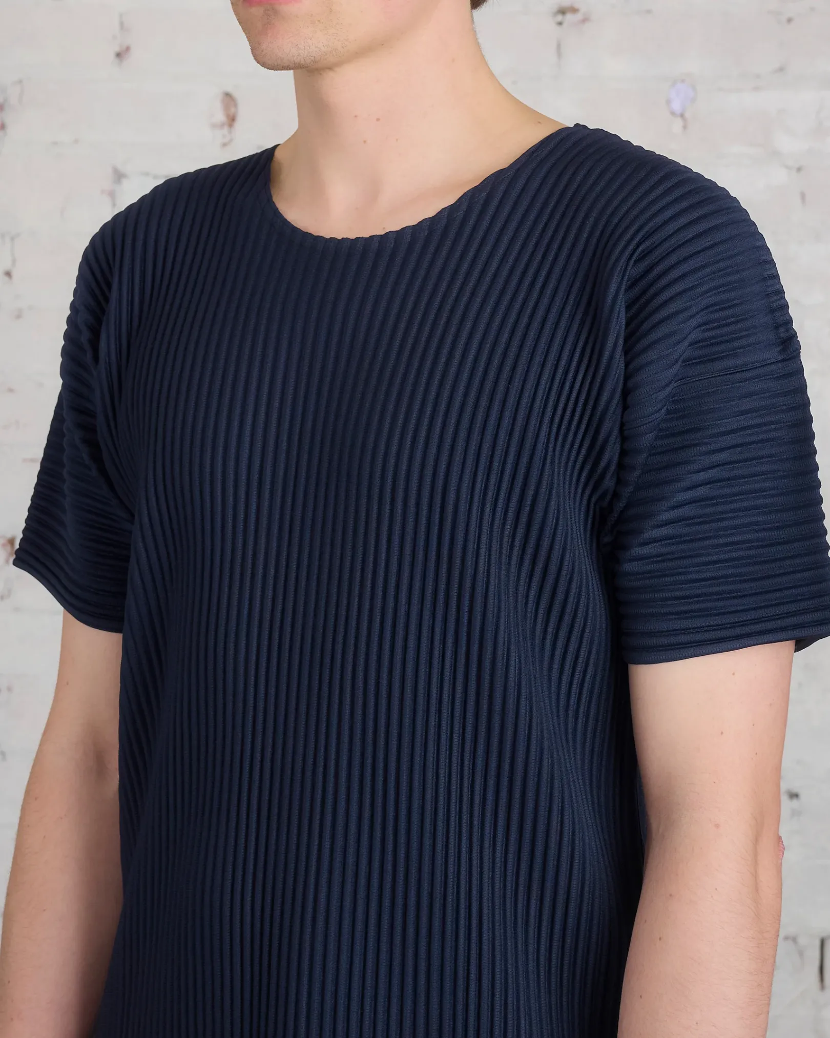 Online HOMME PLISSÉ ISSEY MIYAKE Issey Miyake Homme Plisse Basics Crew T-Shirt Navy