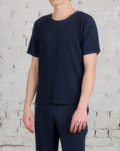 Online HOMME PLISSÉ ISSEY MIYAKE Issey Miyake Homme Plisse Basics Crew T-Shirt Navy