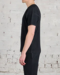 Fashion HOMME PLISSÉ ISSEY MIYAKE Issey Miyake Homme Plisse Basics Crew T-Shirt Black