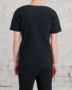 Fashion HOMME PLISSÉ ISSEY MIYAKE Issey Miyake Homme Plisse Basics Crew T-Shirt Black
