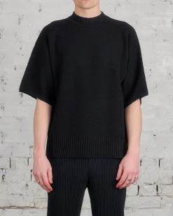 Hot HOMME PLISSÉ ISSEY MIYAKE Issey Miyake Homme Plisse Rustic Knit Tee Black