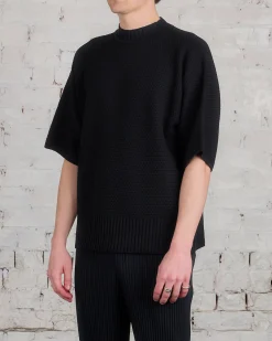 Hot HOMME PLISSÉ ISSEY MIYAKE Issey Miyake Homme Plisse Rustic Knit Tee Black