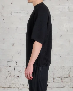 Hot HOMME PLISSÉ ISSEY MIYAKE Issey Miyake Homme Plisse Rustic Knit Tee Black