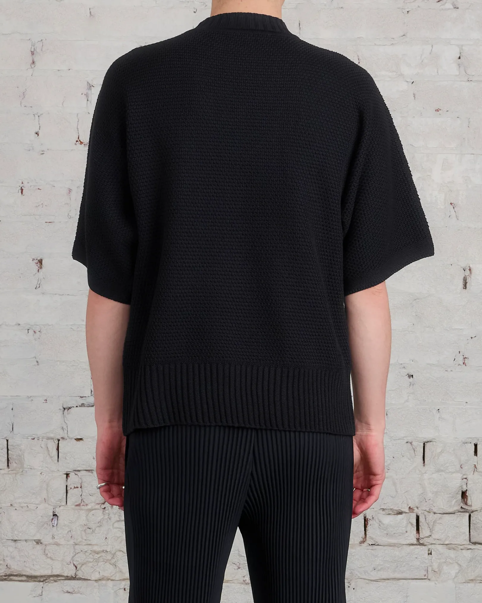 Hot HOMME PLISSÉ ISSEY MIYAKE Issey Miyake Homme Plisse Rustic Knit Tee Black
