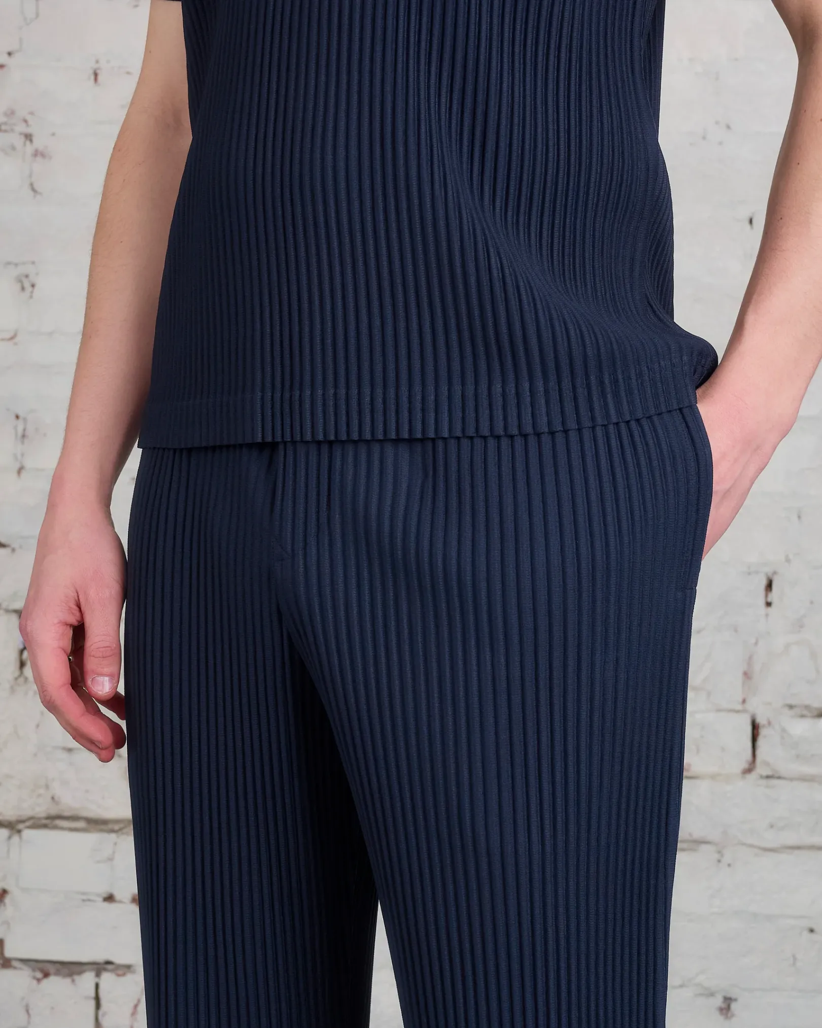 Outlet HOMME PLISSÉ ISSEY MIYAKE Issey Miyake Homme Plisse Basics Straight Pant Navy