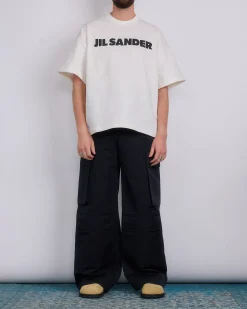 Online Jil Sander Cotton Silk Poplin Cargo Trouser Black