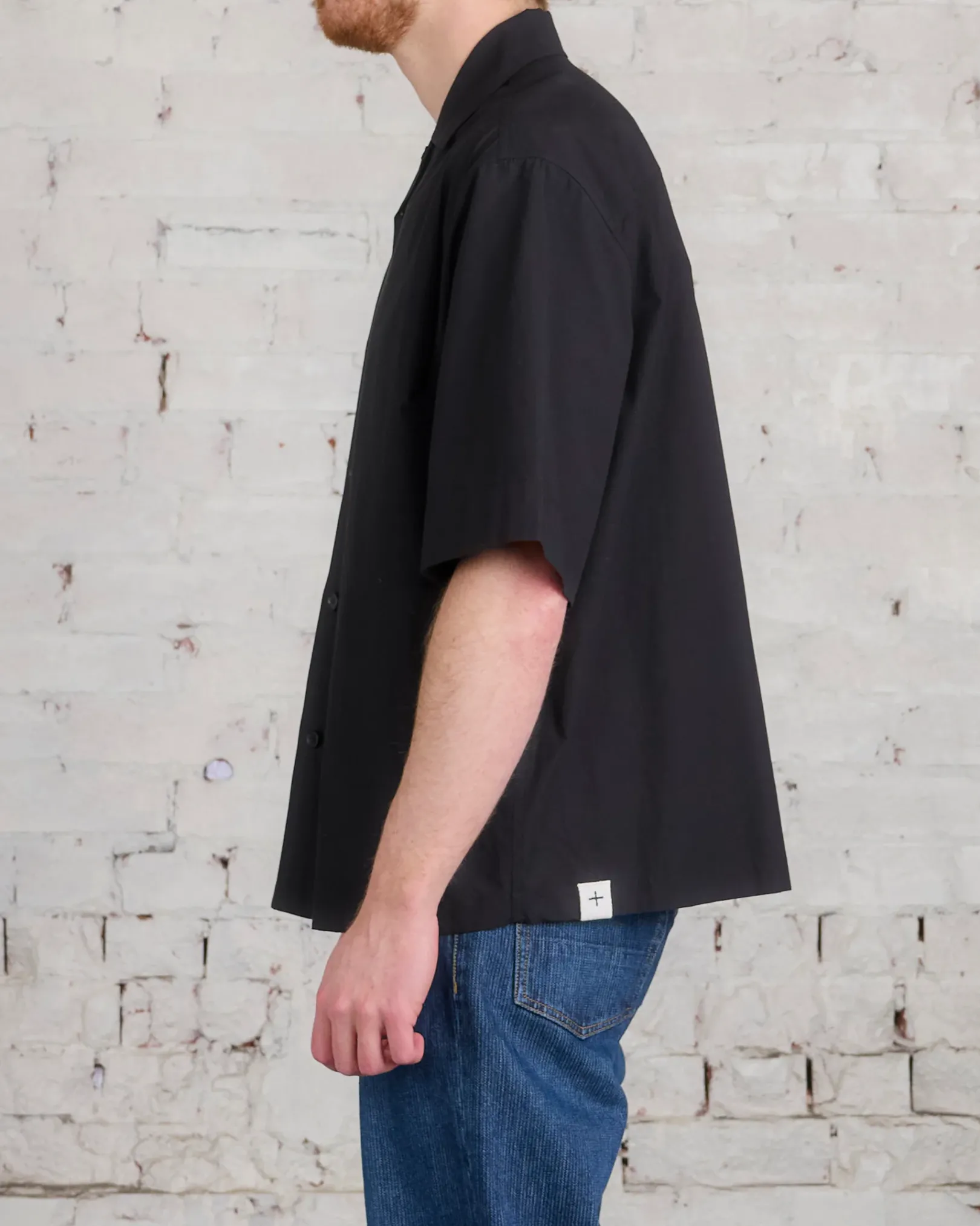 New Jil Sander+ Poplin Camp Button Shirt Black