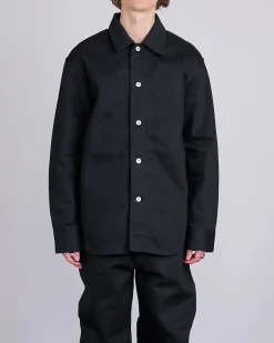 Outlet Jil Sander Raw Denim Overshirt Jacket Black