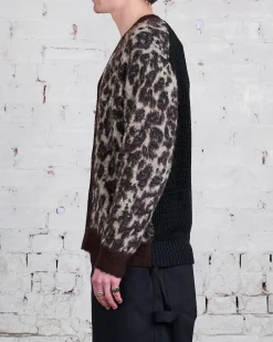 Clearance Junya Watanabe MAN Brown Black Jacquard Cardigan