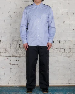 Sale Junya Watanabe MAN Stripe x Ripstop Button Shirt Navy