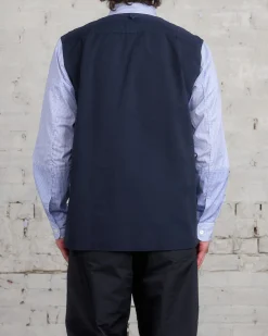 Sale Junya Watanabe MAN Stripe x Ripstop Button Shirt Navy