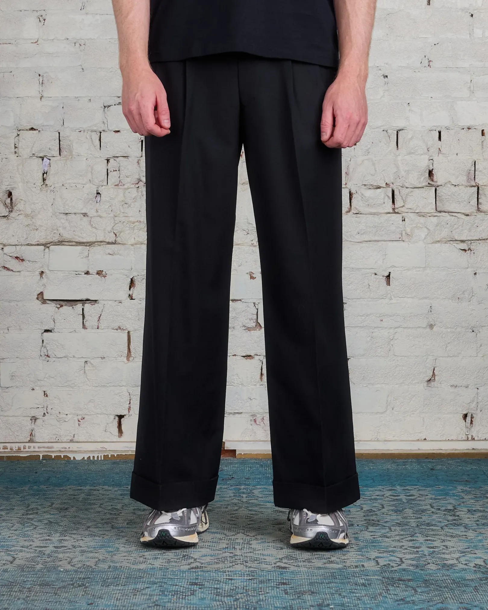 Fashion Junya Watanabe MAN Wool Serge Double Pleated Trouser Black