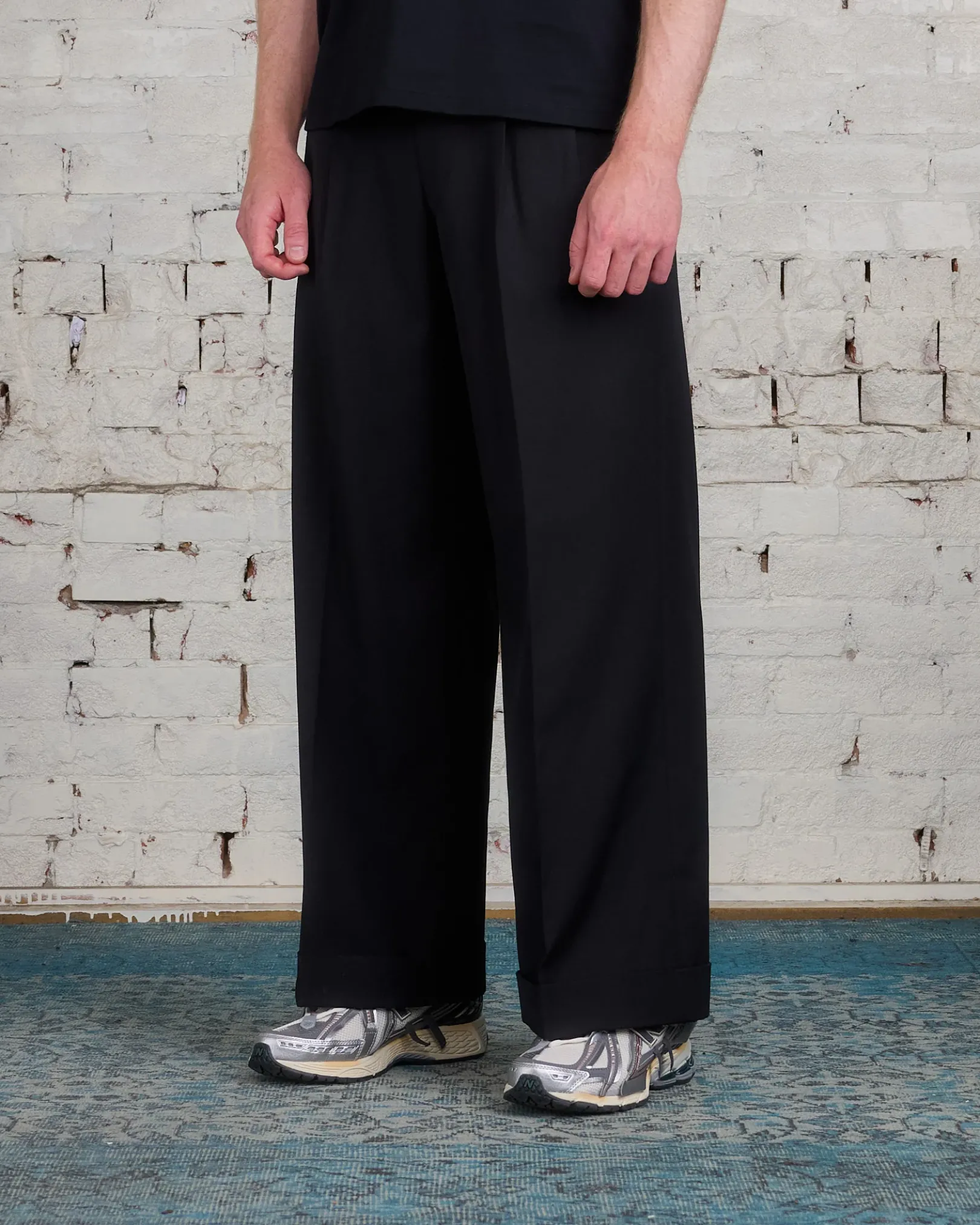 Fashion Junya Watanabe MAN Wool Serge Double Pleated Trouser Black