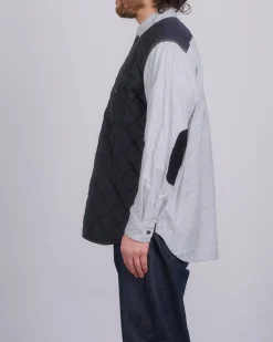 Clearance Junya Watanabe MAN Juyna Watanabe MAN Quilted Poly x Flannel Button Shirt Black Grey