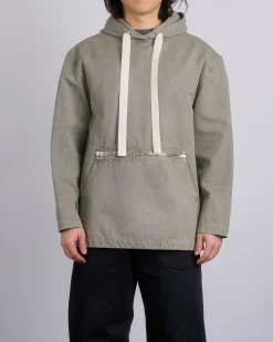 Clearance JW Anderson Clay Canvas Garment Dyed Hoodie Grey