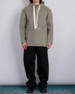Clearance JW Anderson Clay Canvas Garment Dyed Hoodie Grey