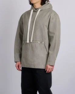 Clearance JW Anderson Clay Canvas Garment Dyed Hoodie Grey