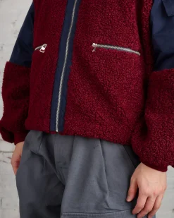 Fashion JW Anderson Colour Block Track Top Burgundy Black