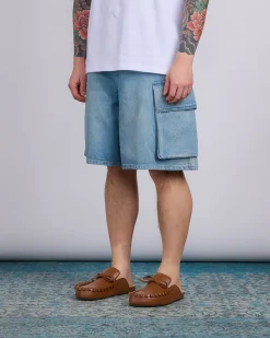 Clearance JW Anderson Denim Cargo Shorts Light Blue