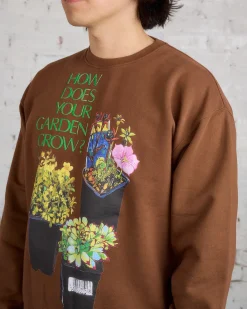 Fashion JW Anderson Flower Pot Print Crewneck Brown
