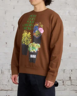 Fashion JW Anderson Flower Pot Print Crewneck Brown