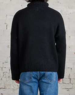 Fashion JW Anderson Leather Patch Pocket Turtleneck Sweater Black