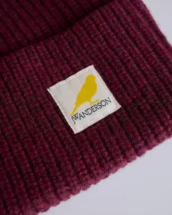 Clearance JW Anderson Logo Patch Beanie Crimson Red