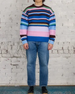 New JW Anderson Multi-Stripe Crewneck Sweater Blue