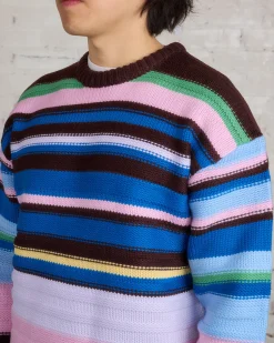 New JW Anderson Multi-Stripe Crewneck Sweater Blue