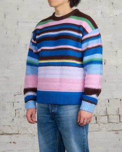 New JW Anderson Multi-Stripe Crewneck Sweater Blue