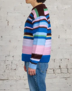 New JW Anderson Multi-Stripe Crewneck Sweater Blue