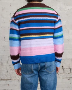 New JW Anderson Multi-Stripe Crewneck Sweater Blue